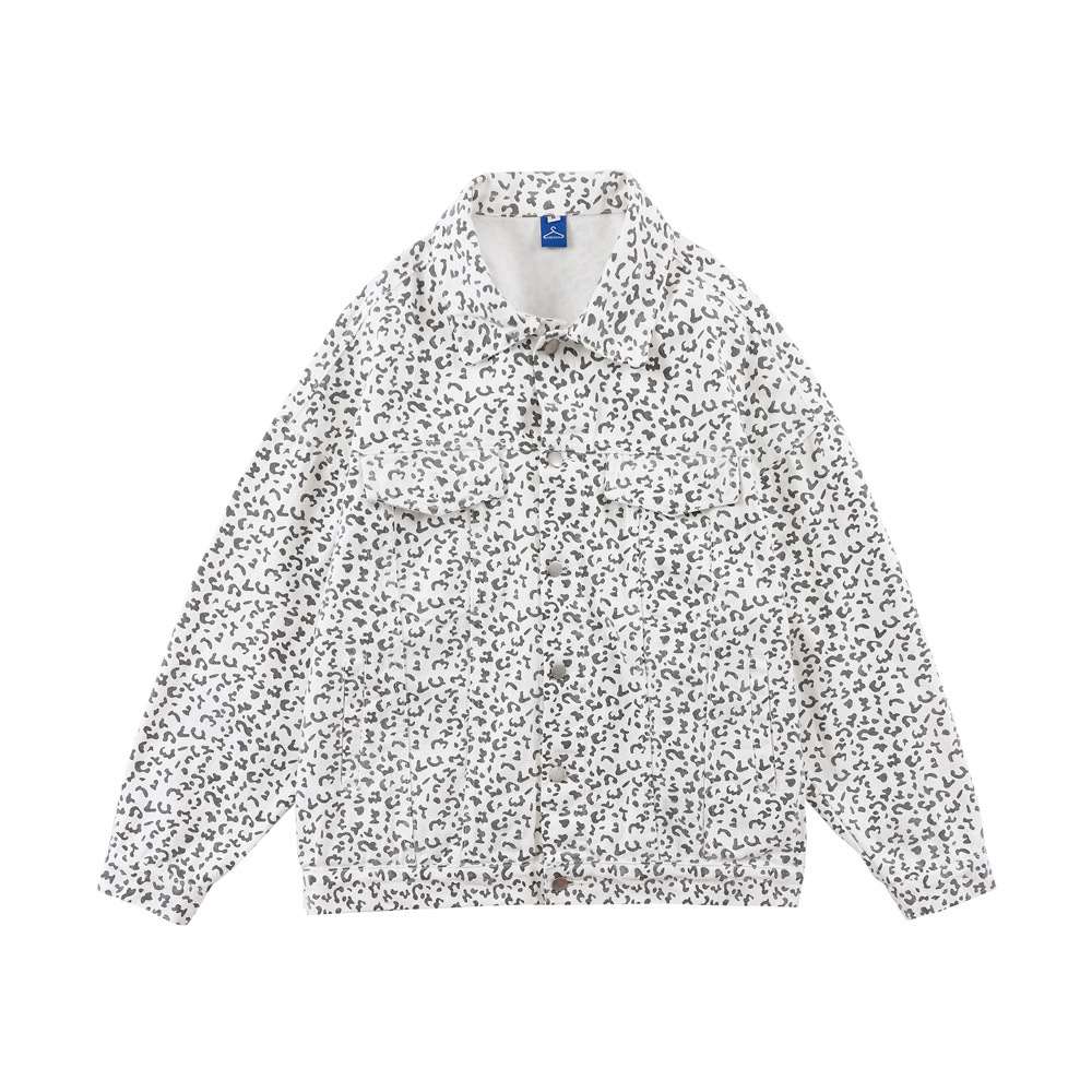 Title 2, Leopard Print Lapel Workwear Jacket Denim