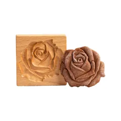 Wooden Gingerbread Cookie Mould Pine Nuts Rose Flower Cookie Mould Wooden Rose Flower Christmas Kitchen Tools - Flower - View 1