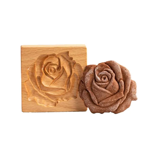 Wooden Gingerbread Cookie Mold Pine Nuts Rose Flower Cookie Mold Wooden Rose Flower Christmas Kitchen Tools Flower - Shop at LoveMi