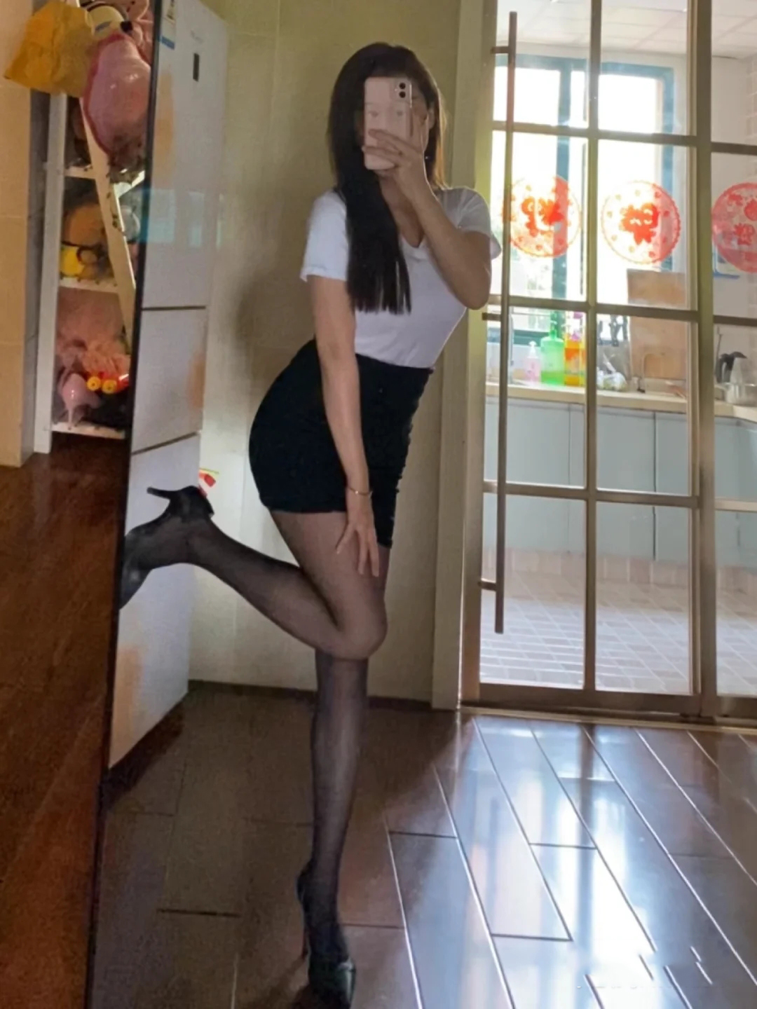 Gray Sexy Plus Size Slim Black Silk Short Skirt Two-piece Suit