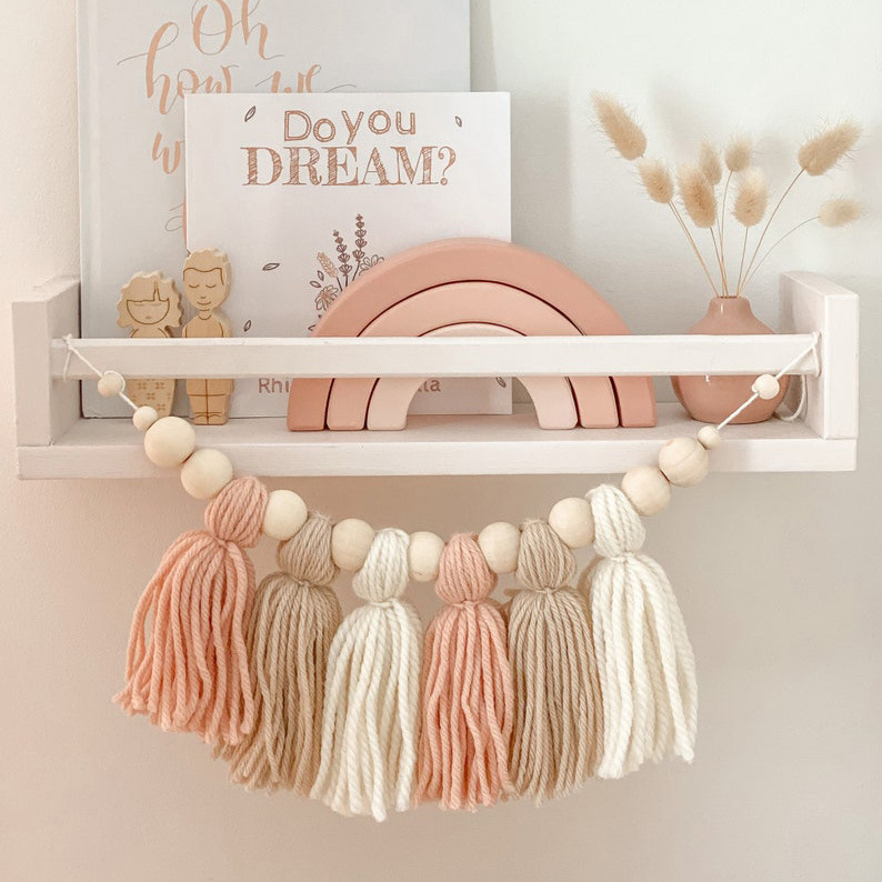 Log Color Woolen Wood Beads Tassel String Handicrafts