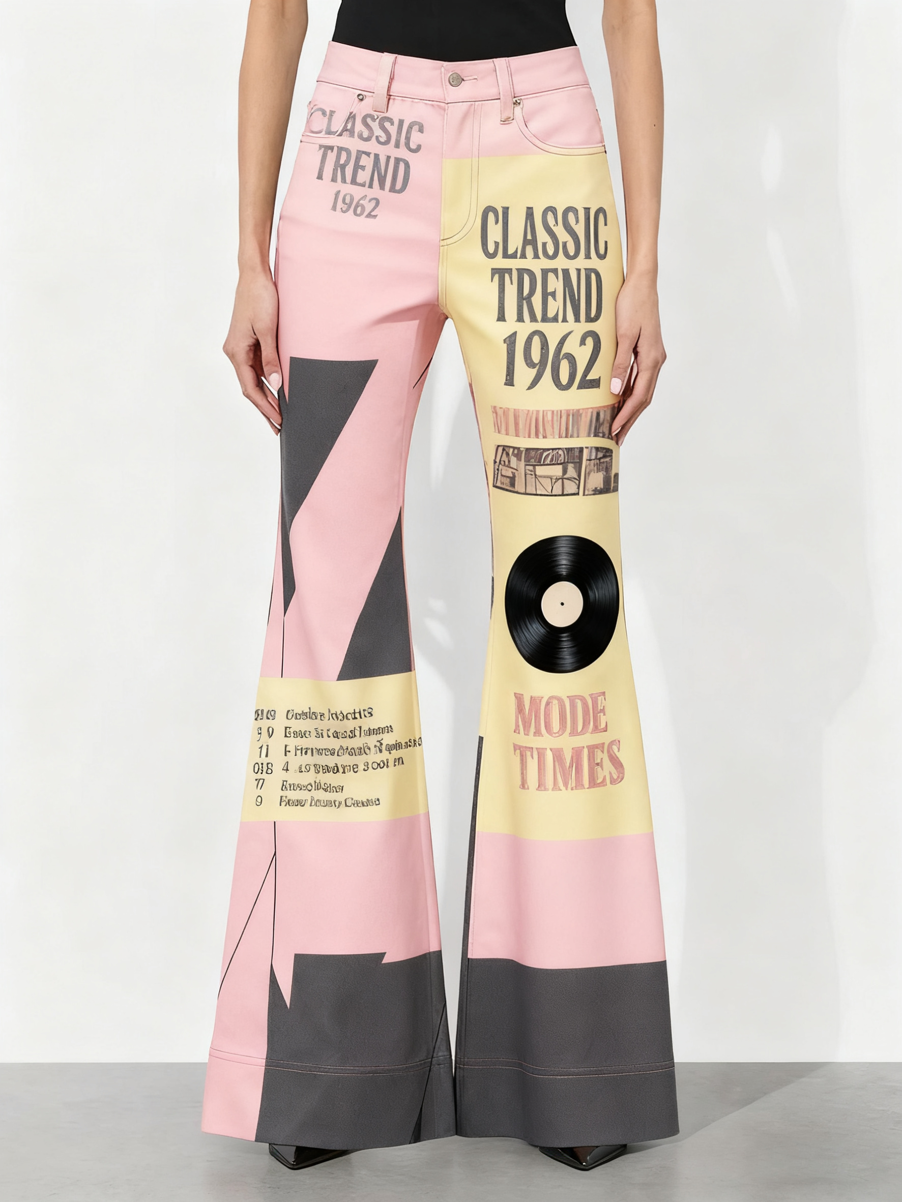 Fashionable Casual Wide leg Pants, Women's Trousers With Colorful And Personalized Designs Pink - Shop at LoveMi