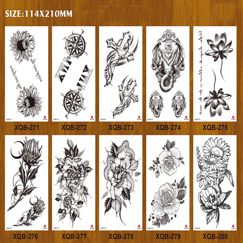 Waterproof Tattoo Sticker Half Sleeve Painted Flower Animal Arm Lasting European And American Tattoo Sticker Paper