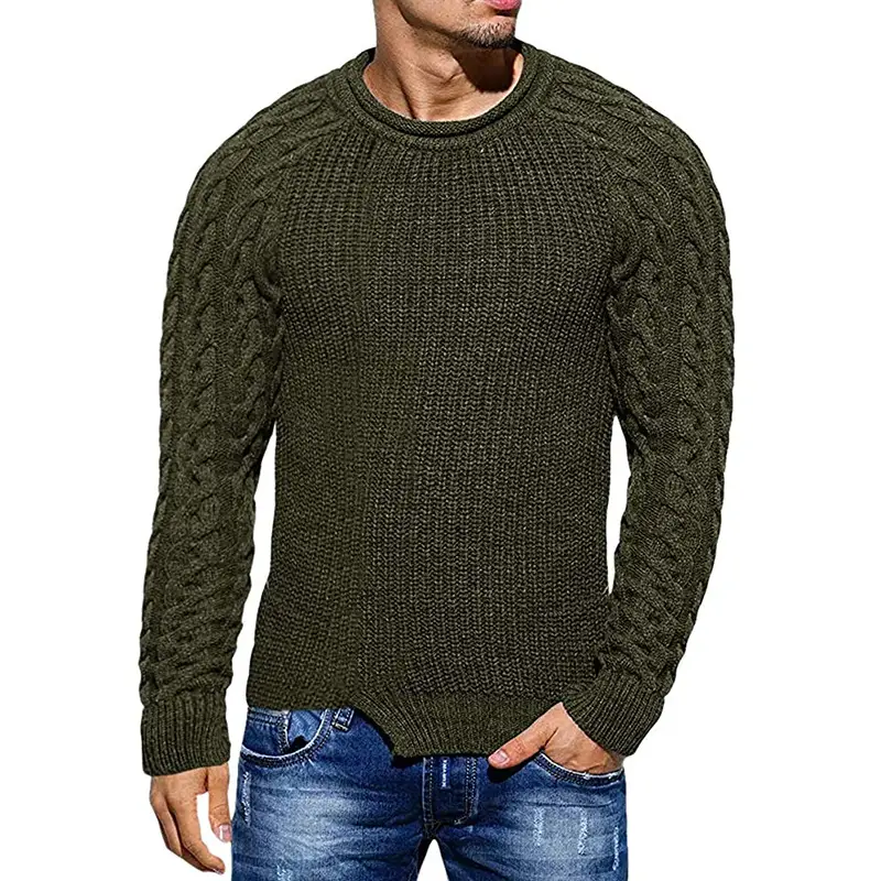 Sweater Men's Solid Color Round Neck Long-sleeved Knitted Top