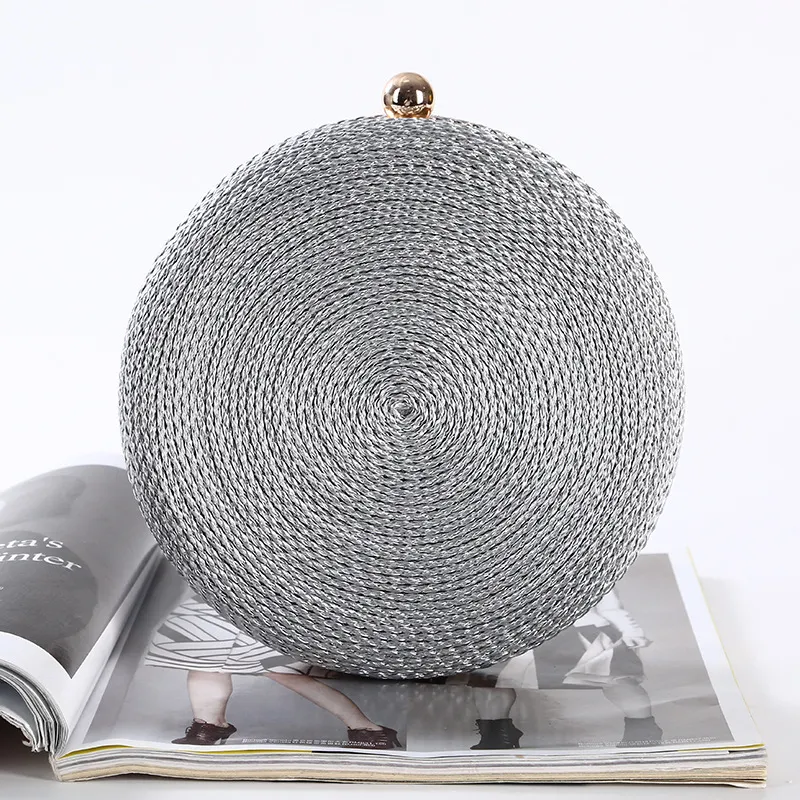 Round Dinner Clutch Handmade Fashion Hipster - Silver
