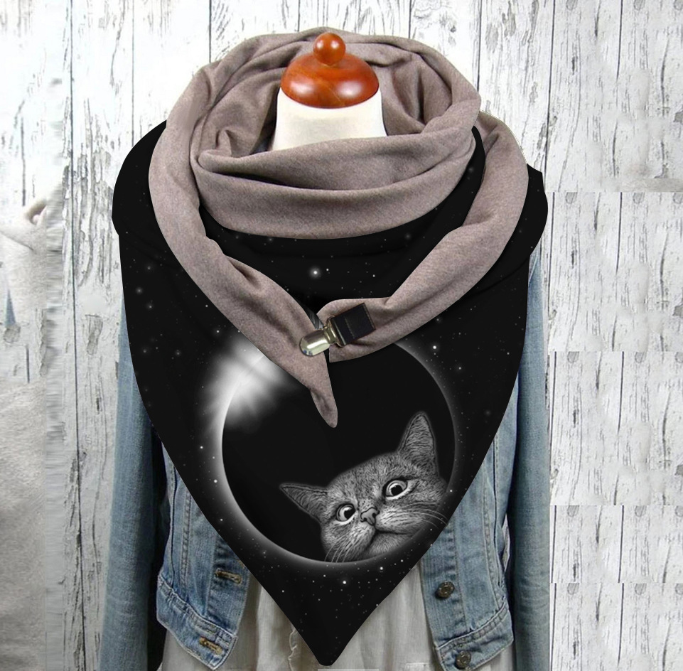 European And American Cross-border Explosive Cat Print Scarf