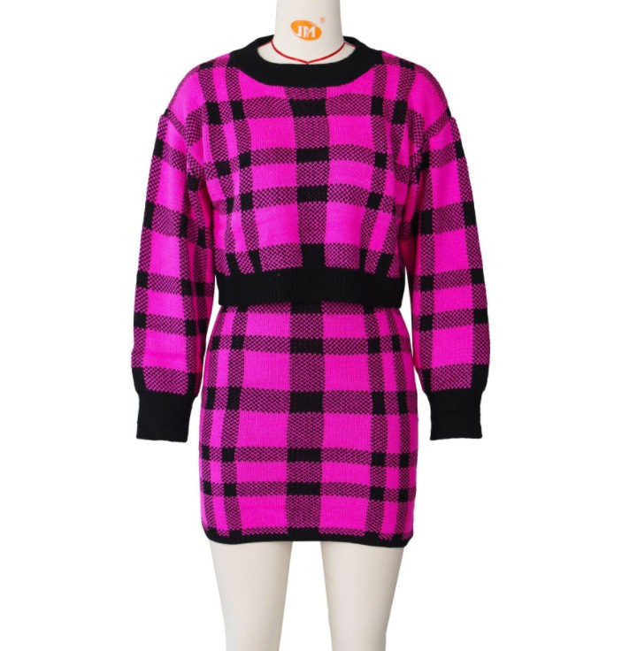 European And American Women's Fashion Sweater Two piece Set Rose - Shop at LoveMi