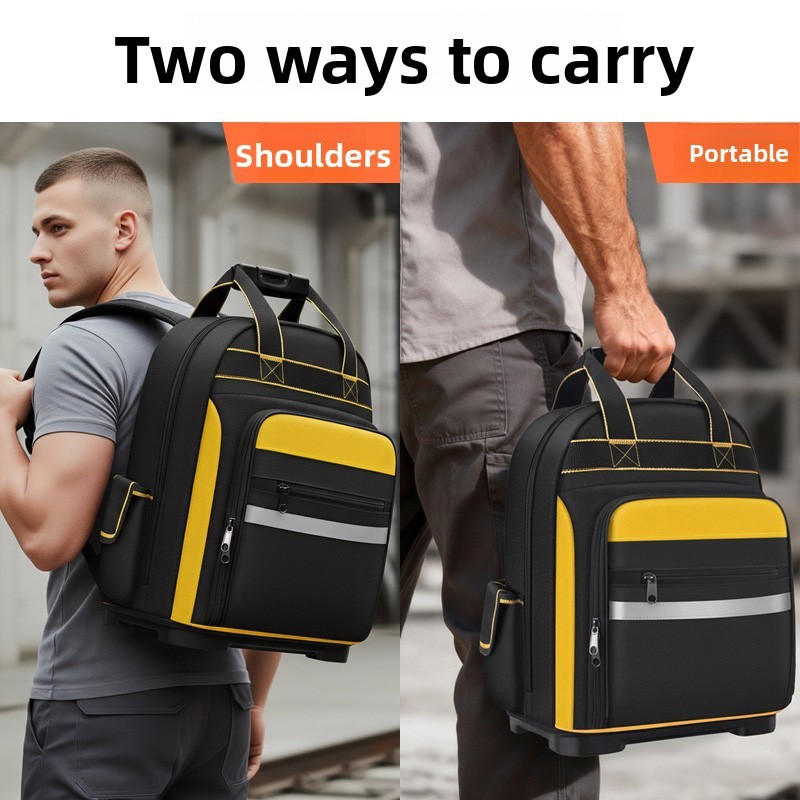 Tool Backpack Large Capacity Molded Base Bag Reflective Strip For Job Site — image 7