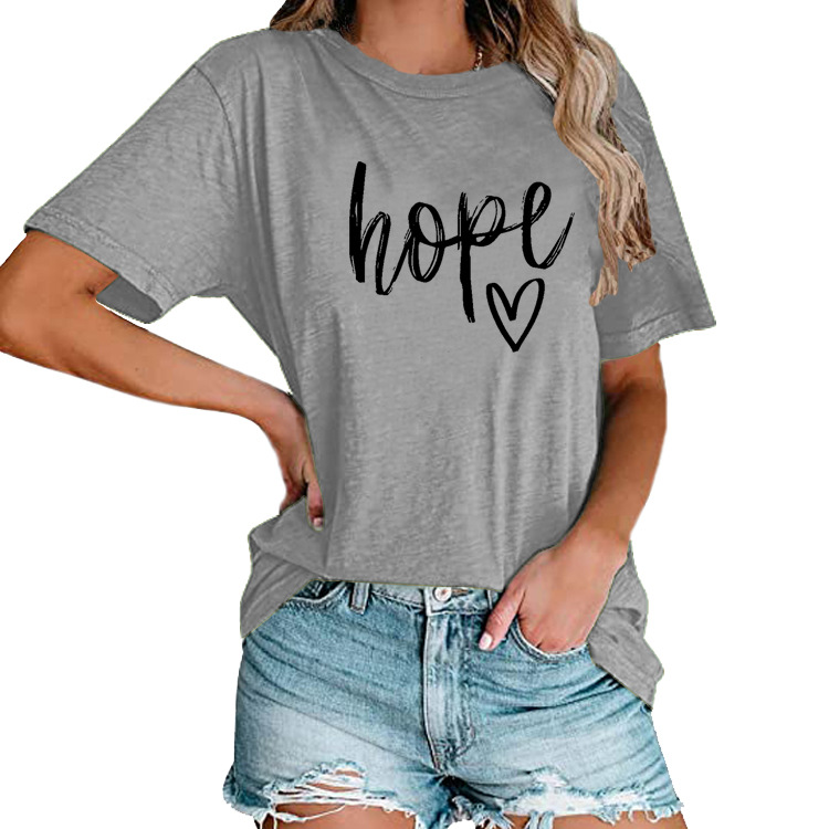 Title 24, Womens HOPE Love Print Loose T-shirt offers ef...