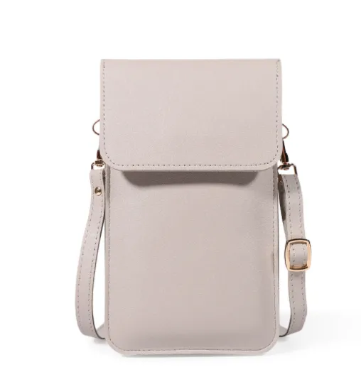 Mini Shoulder Crossbody Bags For Women Casual Solid Color Mobile Phone Bag Long Wallet Grey - Shop at LoveMi
