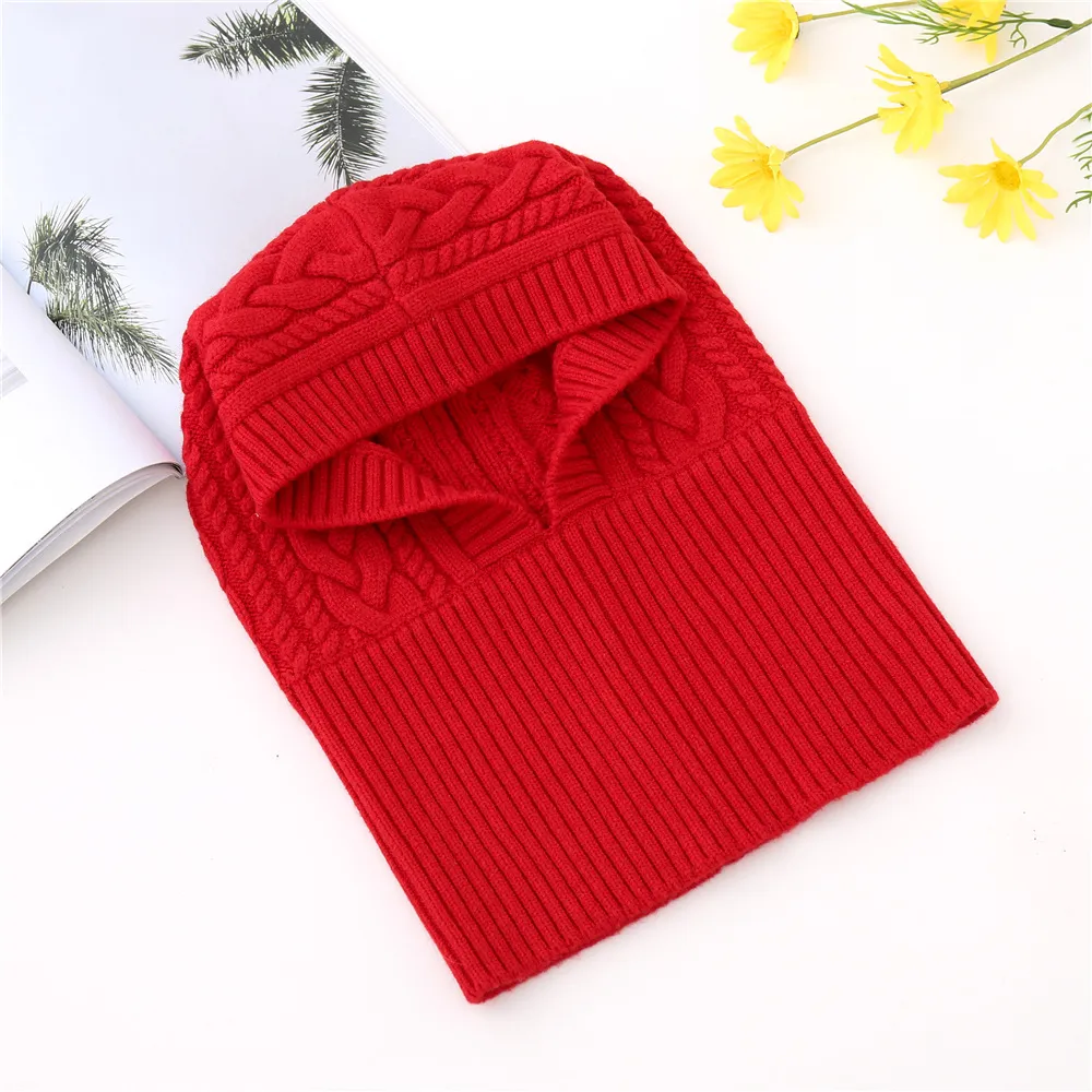 Women's Thickened Thermal Dual-use Knitted Scarf - Red
