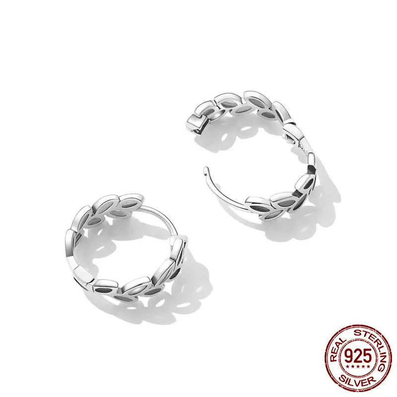 Fashion Leaf Hollow Sterling Silver Earrings