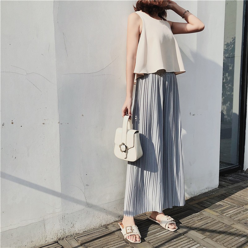 Title 6, High Pleated Chiffon Wide-leg Pants For Women I...