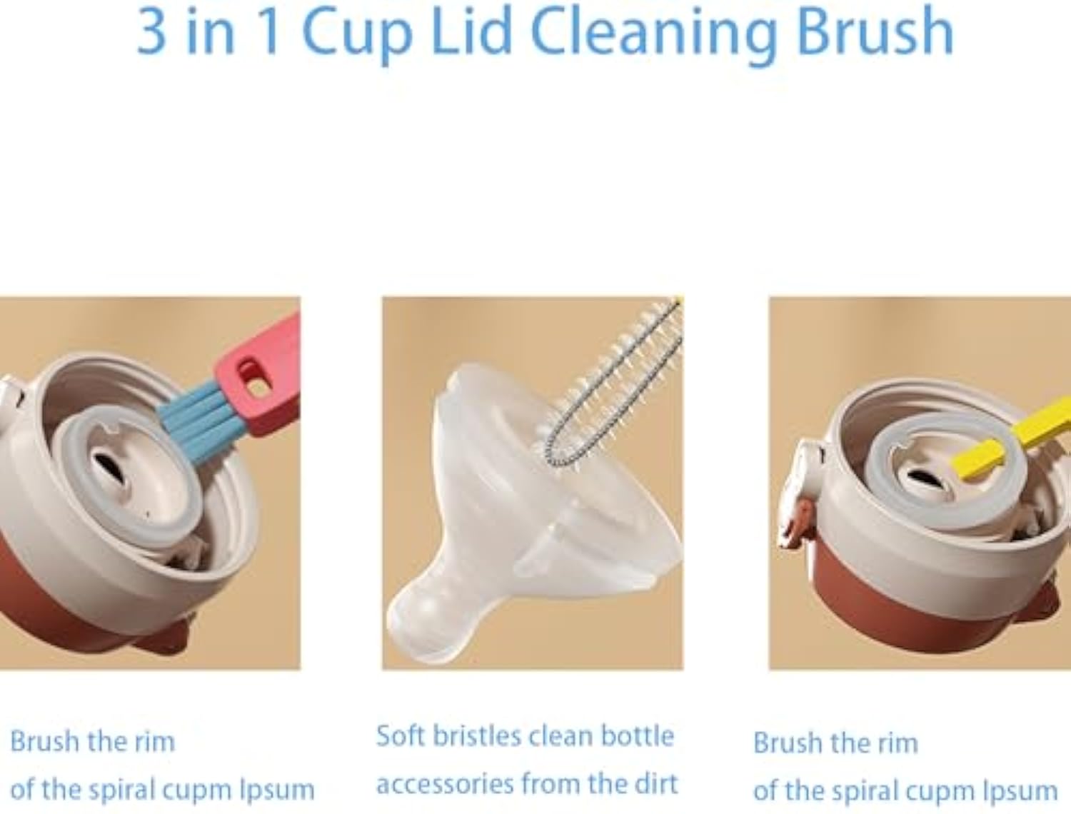 Title 3, 3 in 1 Cup Lid Cleaning Brush, Crevice Cleaner ...