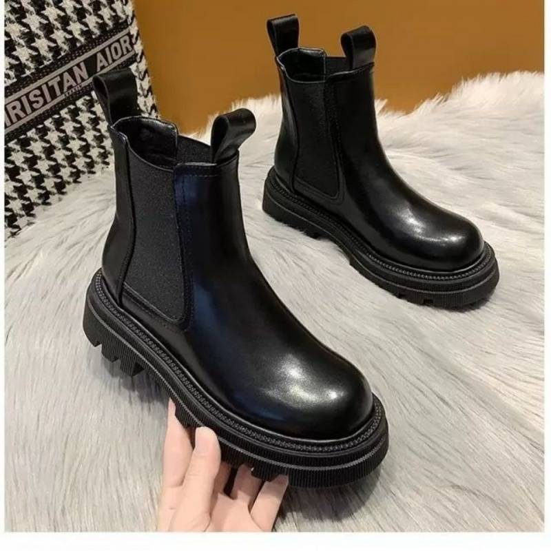 Leather Martin Boots Girls Korean Style Smoke Tube Boots