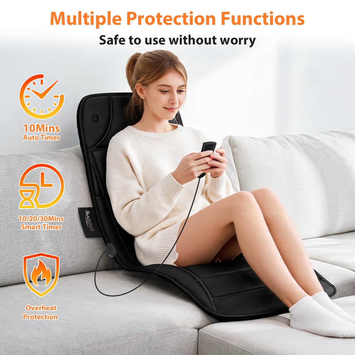 Vibration Massage Mat With Heat Full Body Massage Mattress Pad Electric Heated Massager With 10 Motors 9 Modes 9 Intensities 3 Heating Levels 3 Timer With Storage Bag Earplugs Car Charger For Neck Ba