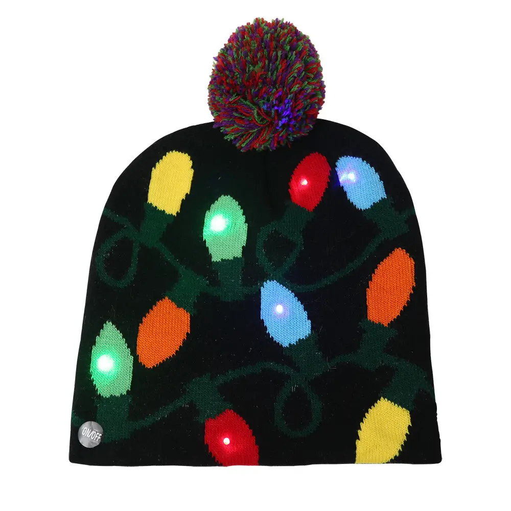 Christmas Knitted Hat With Flanging And Ball Decoration Hat