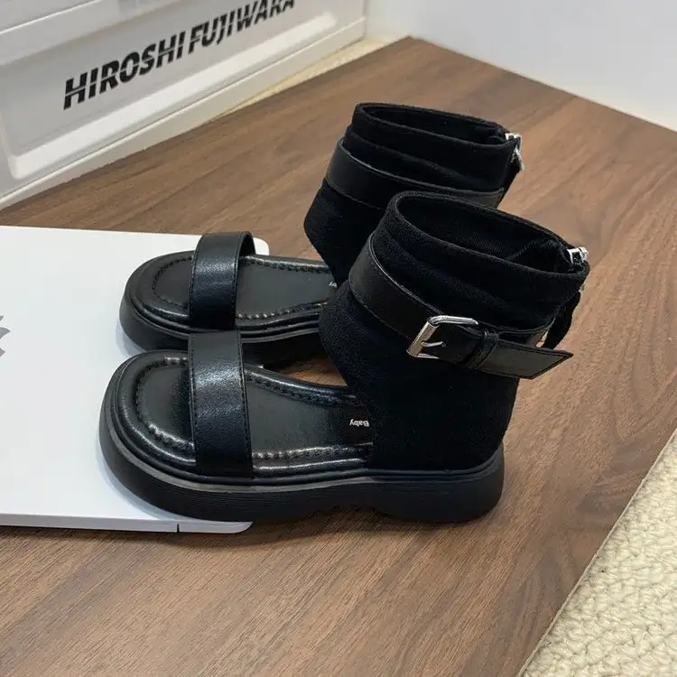 Retro Casual Niche Design Roman Sandals For Girls With A Straight Strap And Western Style Sandals