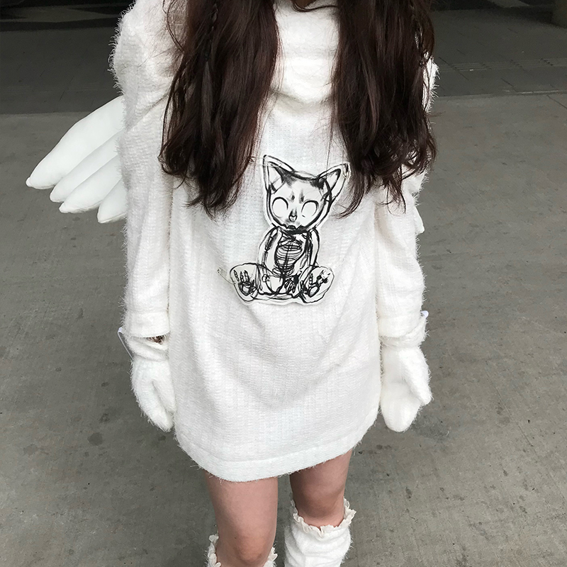 Women's Fashion Cat Ear Hooded Print Sweatshirt