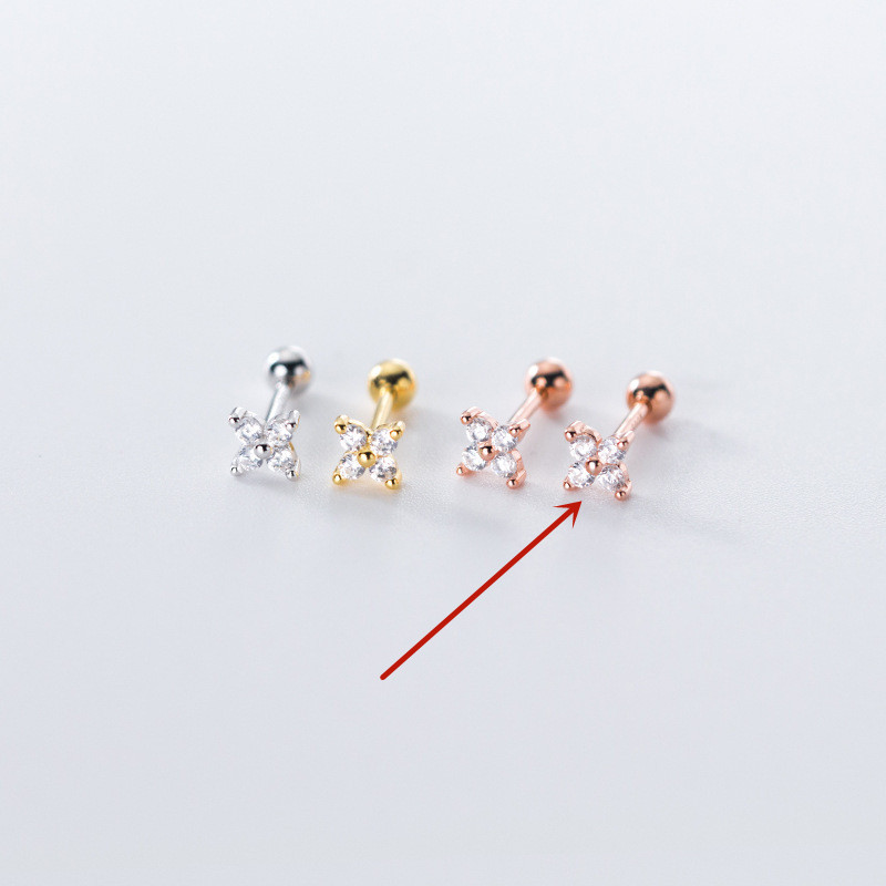 Women's Stud Earrings With Diamonds Cute Flowers Light Bead