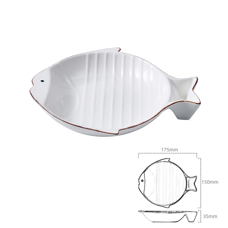 Title 1, Fish-shaped Ceramic Plate Cat Food Feeding Bowl