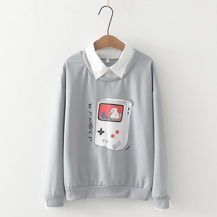 Title 3, Two-piece female student sweater with printed l...