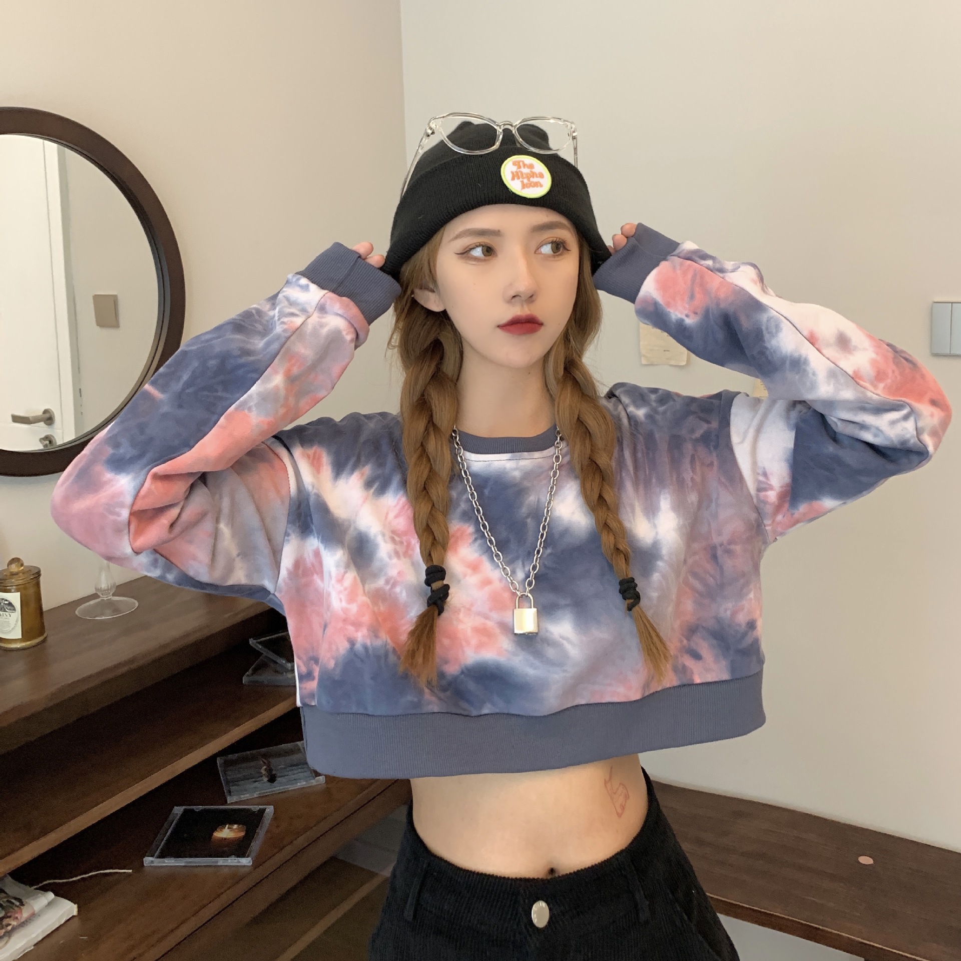 Tie dye Couple Girlfriends Dress Sweater Female Design Sense Short - Shop at LoveMi