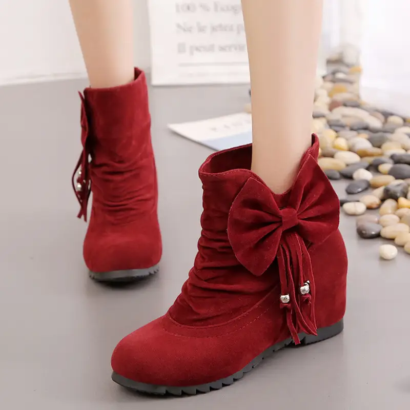 Women's Short Boots With Inner Bow