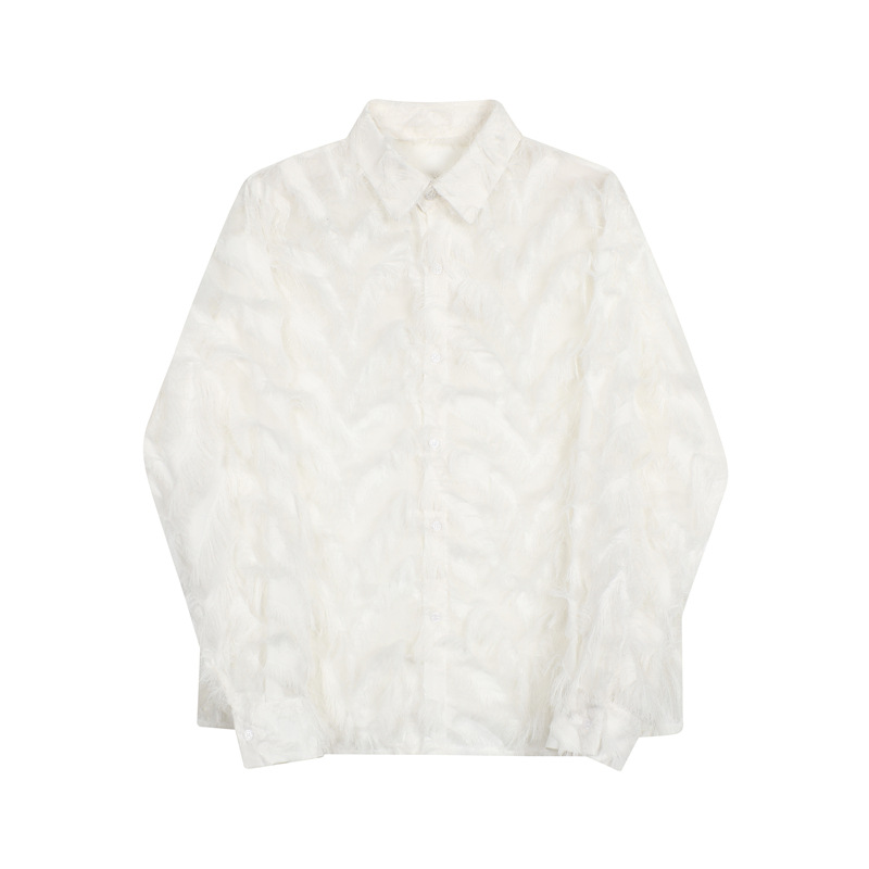 Chiffon Thin Mesh Long Sleeved Shirt For Men