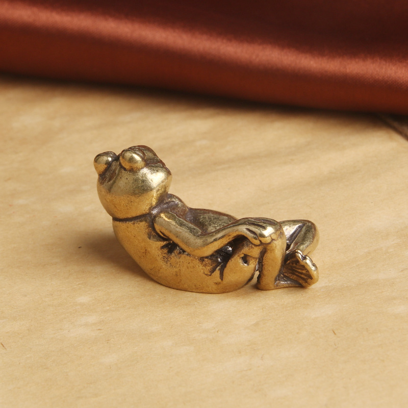 Title 1, Pure Brass Old Sleeping Frog Creative Desktop D...