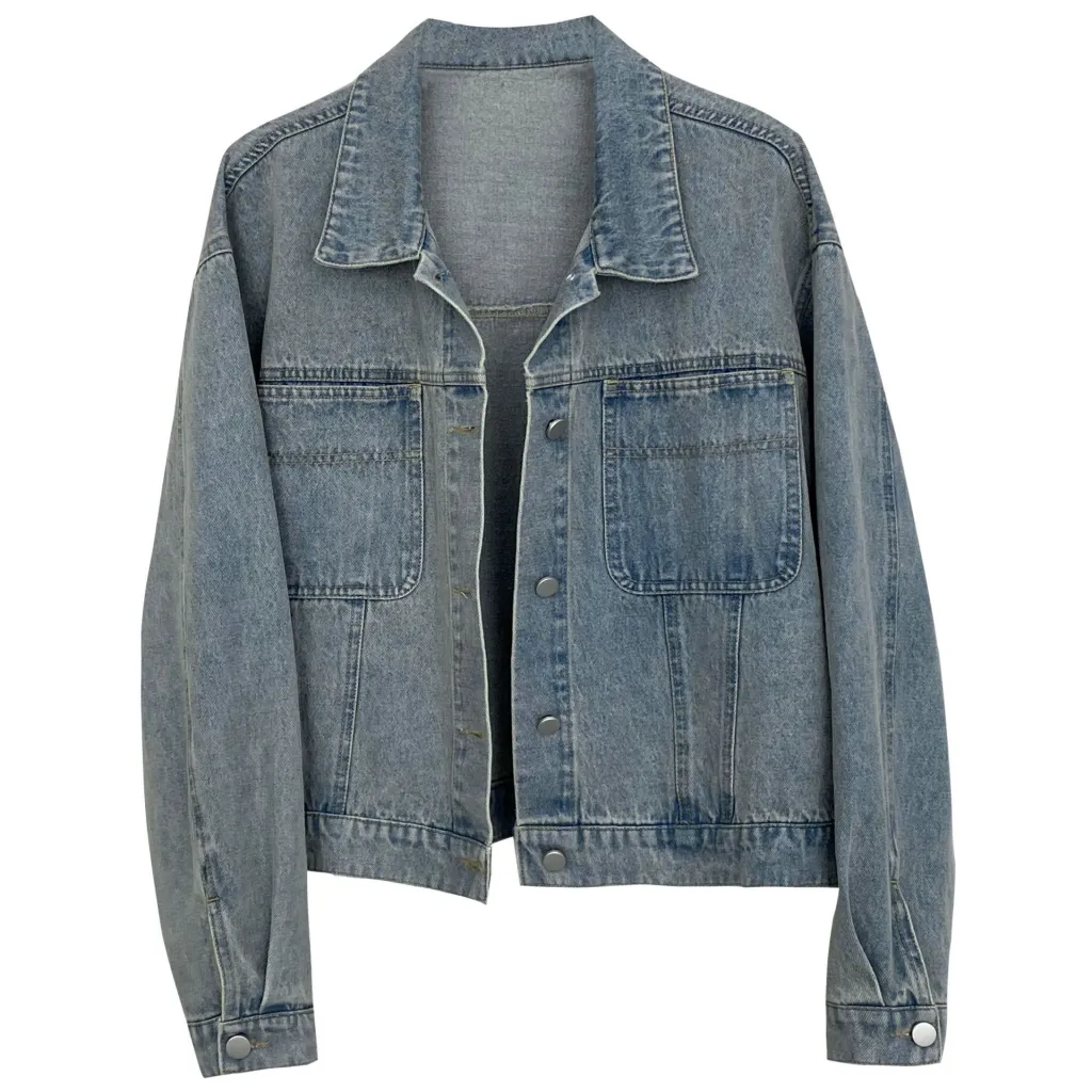 Everything Goes With A Loose-washed Blue Denim Jacket - Blue