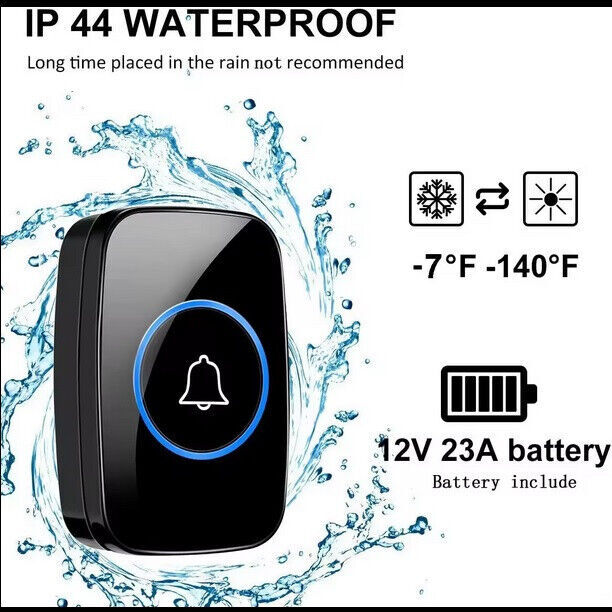 10 0 0ft Wireless Door Bells Waterproof Long Range Battery Home Cordless — image 9