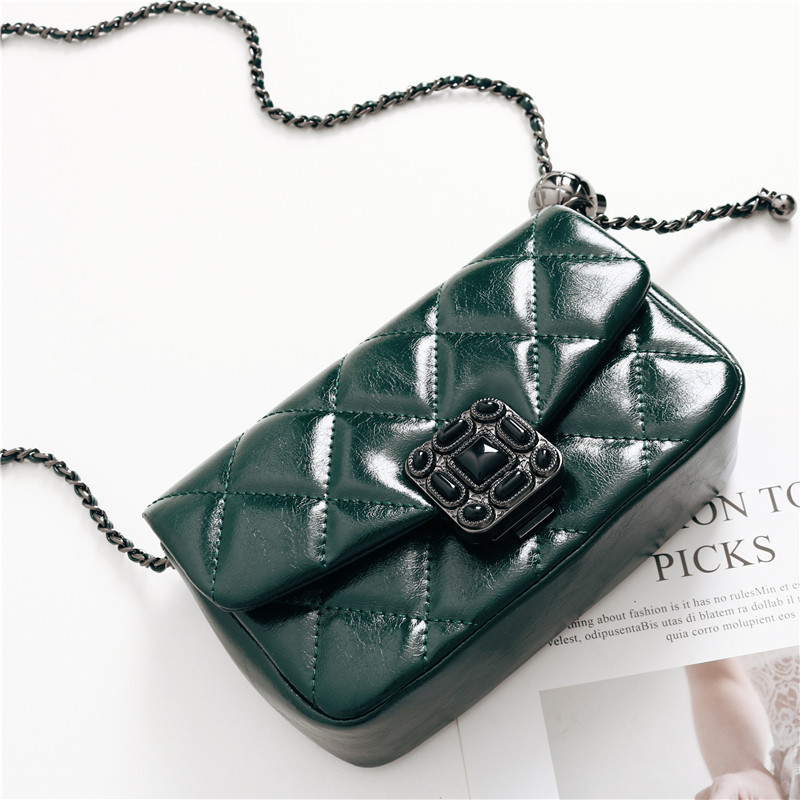 One Shoulder Cross Body Diamond Lattice Chain Bag
