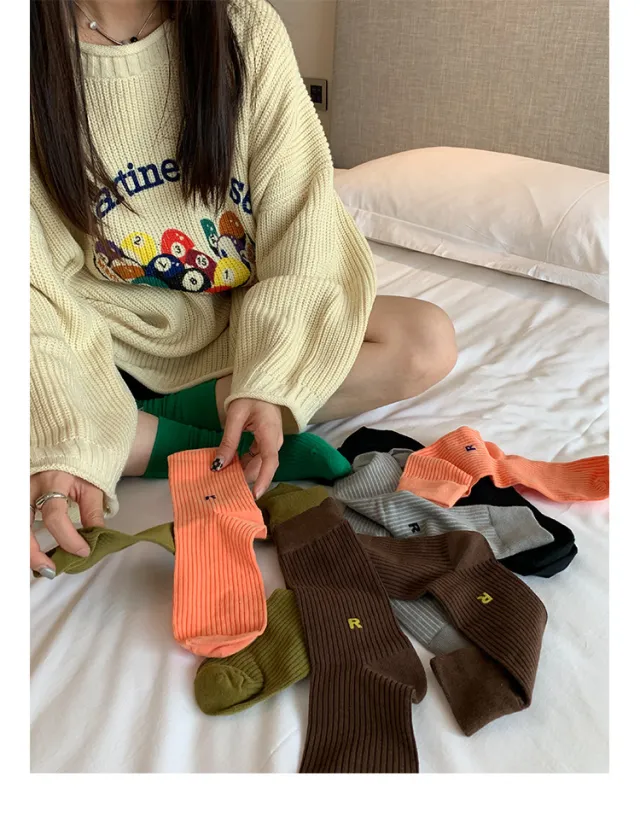 Girls Pool Pattern Sweater Loose Knit Sweater Beige - Shop at LoveMi