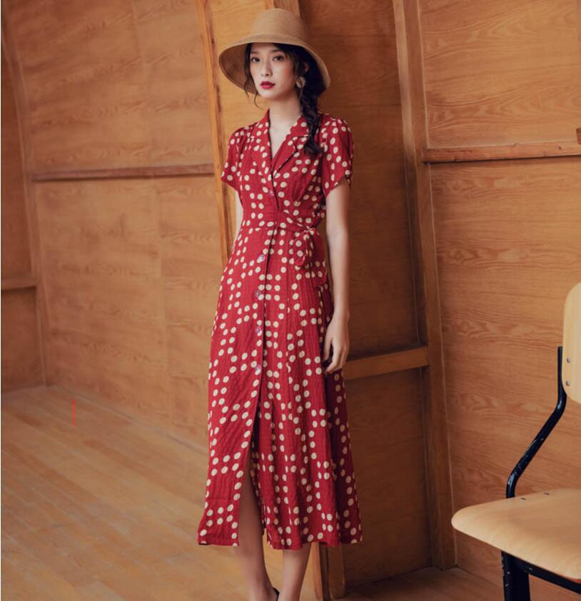 Dress High Waist Tie Polka Dot Chiffon Skirt Summer