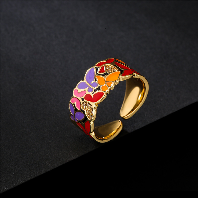 Fashionable Personality Dripping Copper Micro-inlaid Zircon Butterfly Ring Female — foto 2