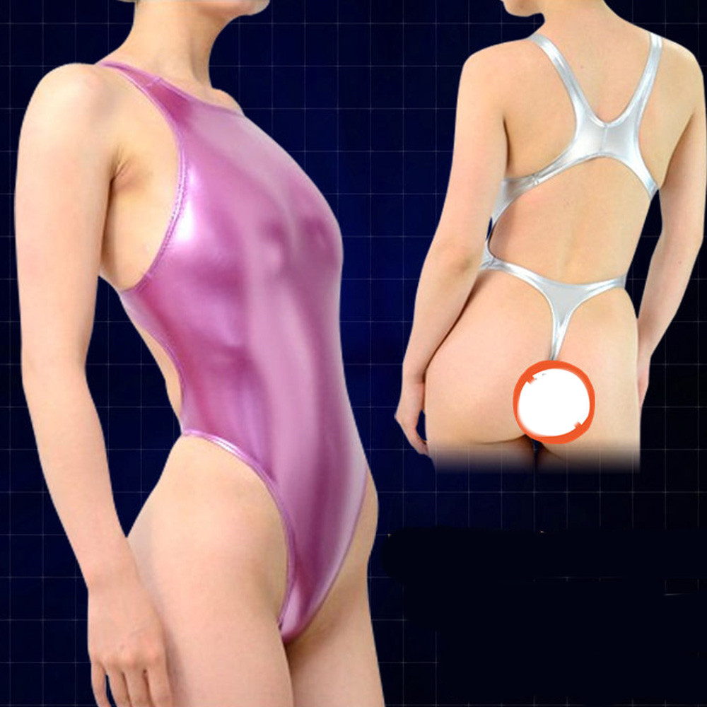 Women's Fashion Simple Solid Color Rubber Surface Bikini Swimsuit - Image 3