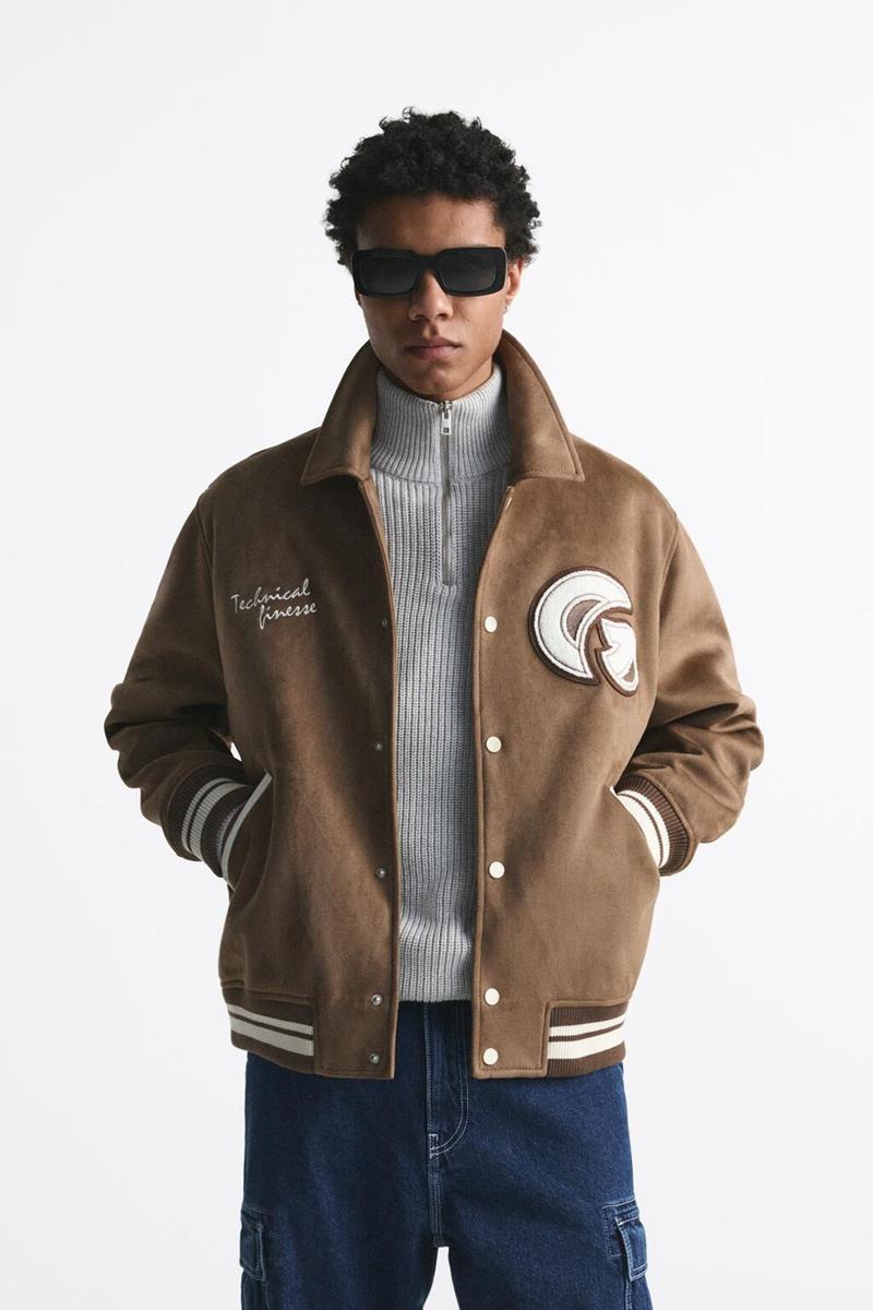 Faux Fur Baseball Uniform Jacket