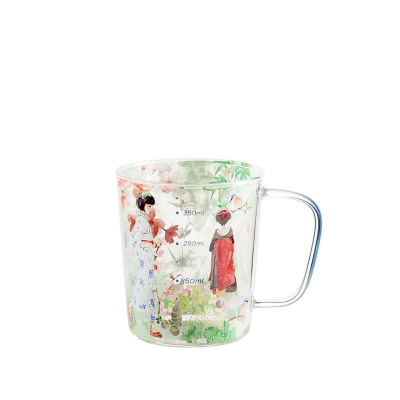 Japanese Style Large-capacity High Borosilicate Glass Mug With Graduated Spoon