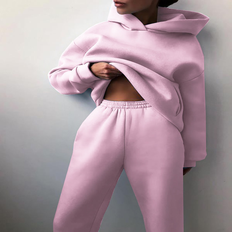 Women's Casual Hooded Sweater Two-piece Suit Clothes Hoodie Tracksuit - Picture 11 of 15