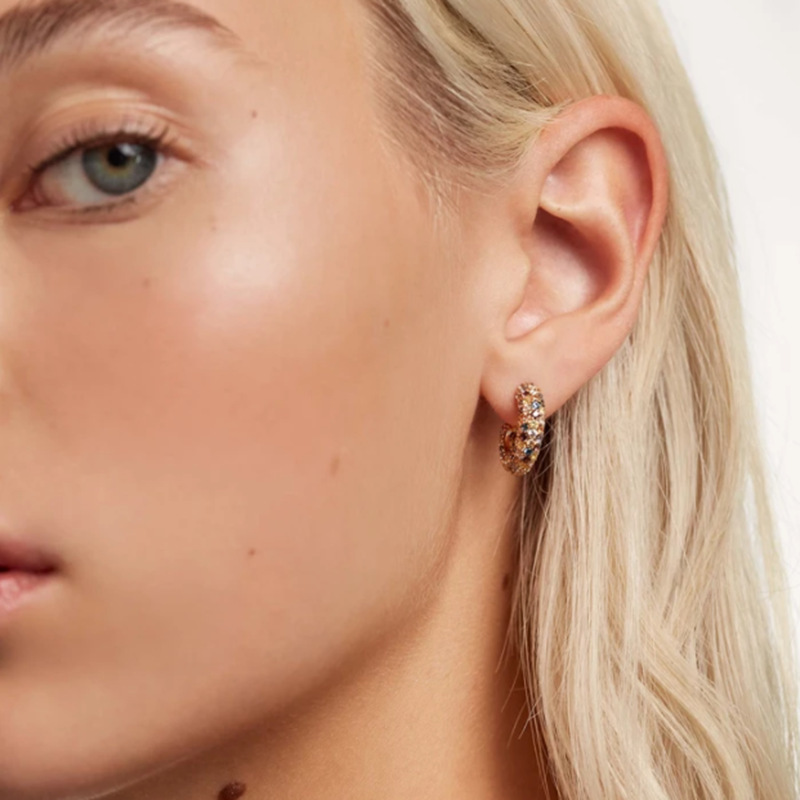 Women's Rainbow Full Diamond Sterling Silver Colored Diamond Earrings