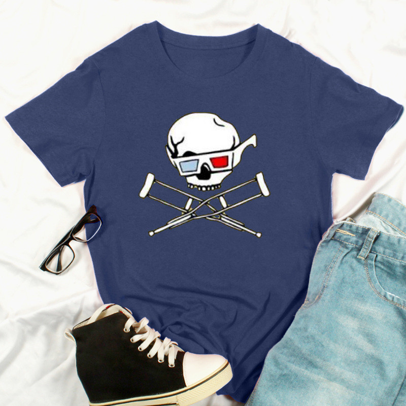 Title 2, New Summer Skull Print Fashion Short-Sleeved T-...