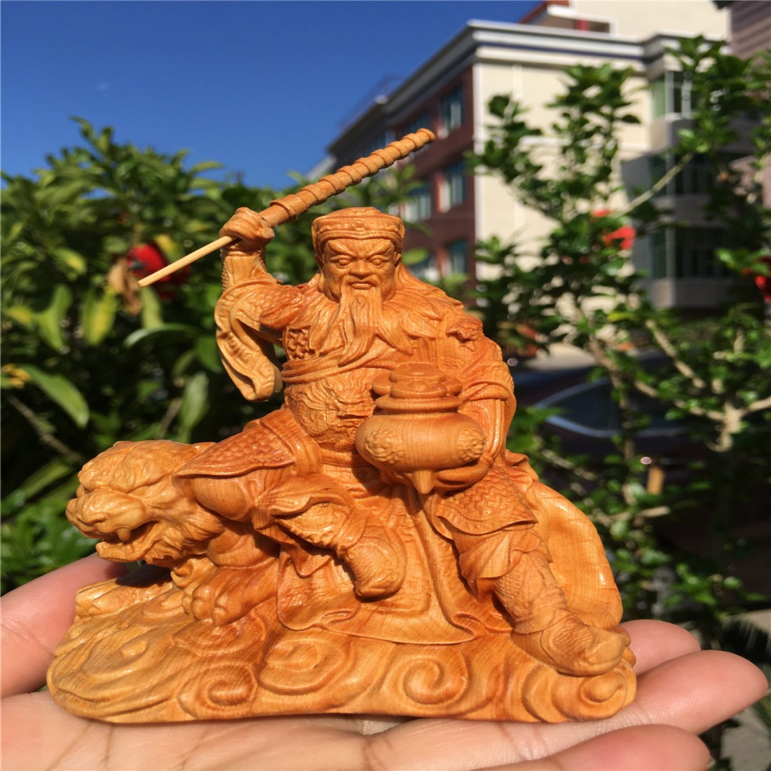 Solid Wood Carving Zhao Gongming Ornaments Handicraft