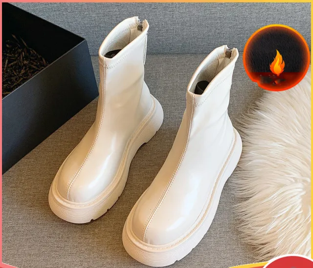 Women's Plush Warm Autumn And Winter Thick Soled Boots White - Shop at LoveMi