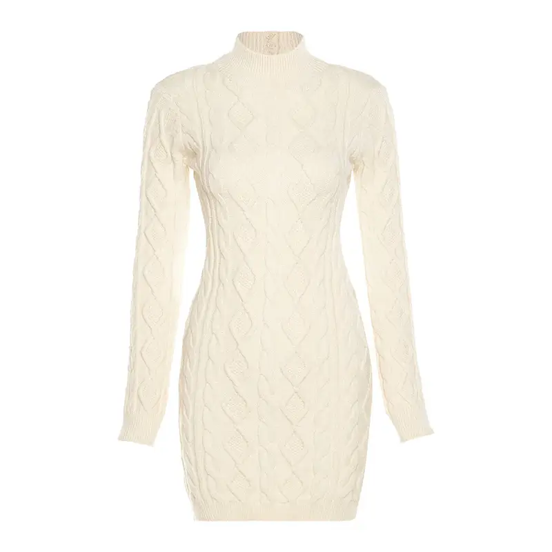 Long Sleeve Round Neck Slim Hip Knitwear Dress
