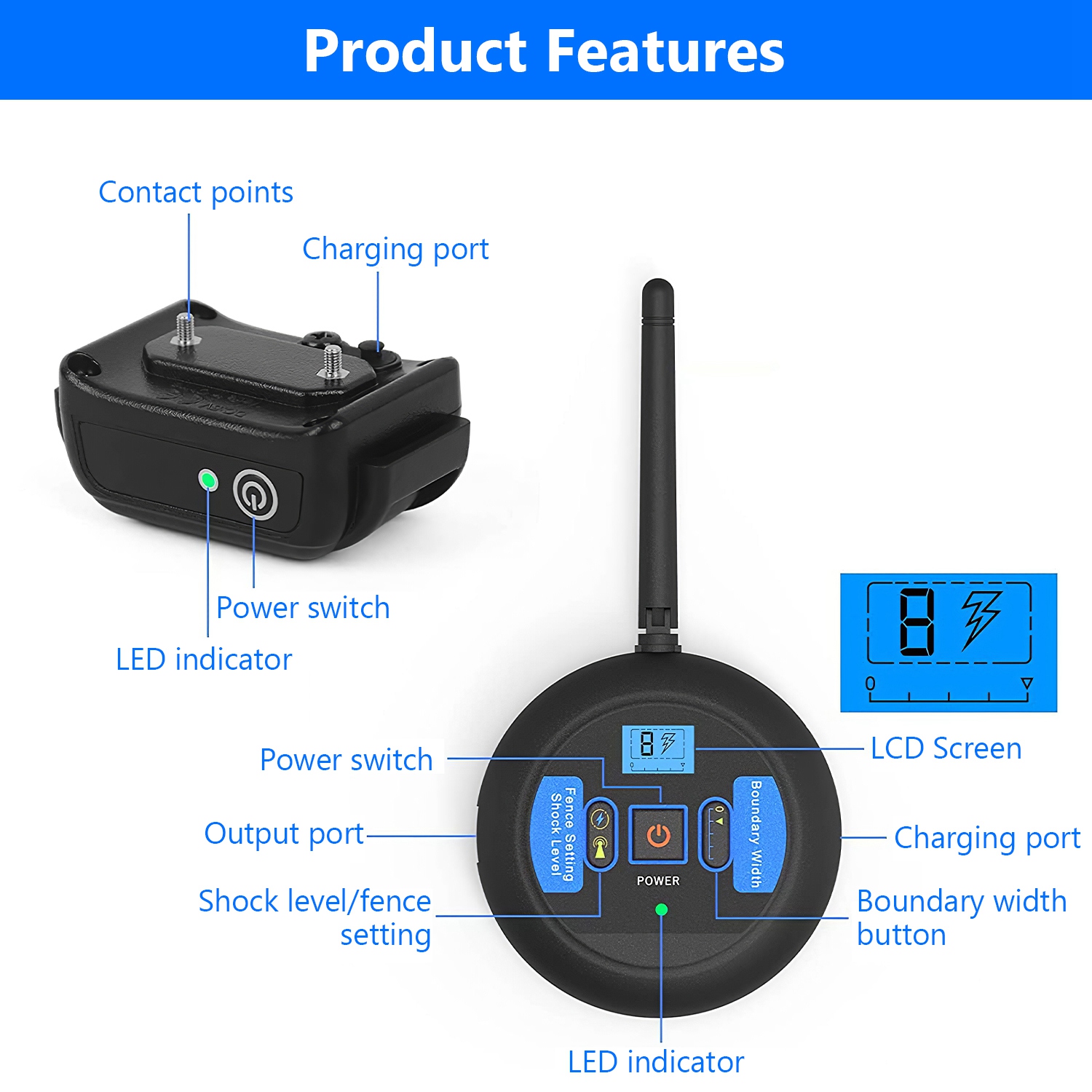 1Set Wireless Electric Dog Fence Pet Shock Boundary Containment System Electric Training Collar For Small Medium Large Dogs — foto 13