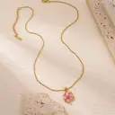 Stainless Steel Multi-colored Dripping Oil Flower Pendant Necklace Earrings view 4