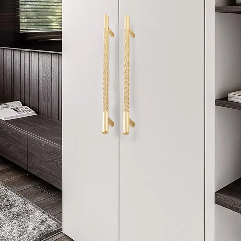 Kitchen Cabinet Door Handles Cupboard Drawer Interior Steel Knurled T Bar Handle — image 8
