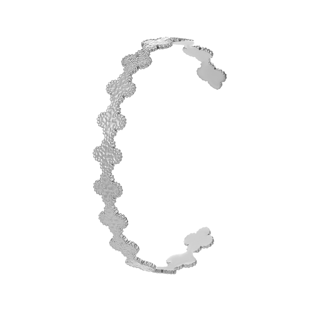 Geometric Embossed Stitching Stainless Steel  Bracelet