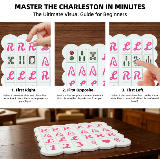 American Mahjong Charleston Practice Board, 3D Printed Passing Sequence Training Mat, Solo Mahjong Learning Tool For Beginners